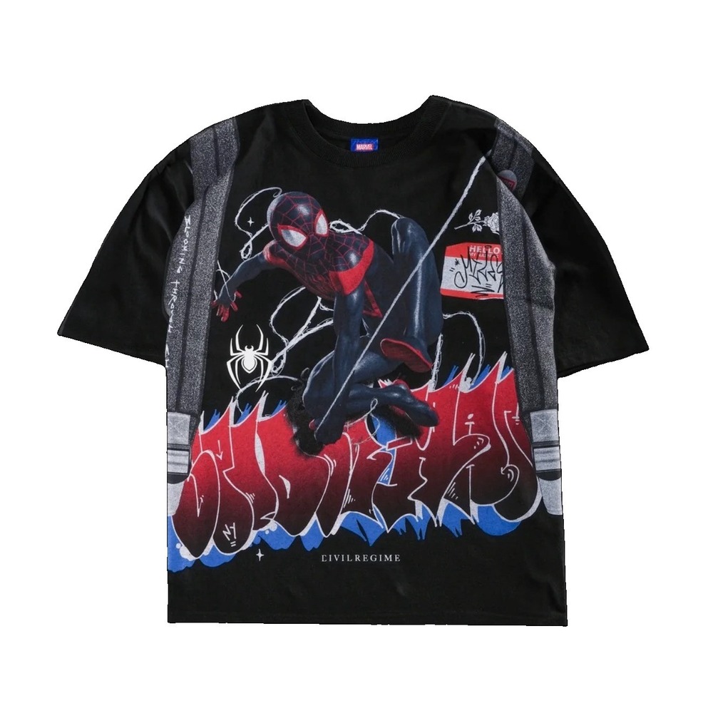 Civil Regime Marvel Miles Morales Spider-Man Tee Large Black Oversized Presale